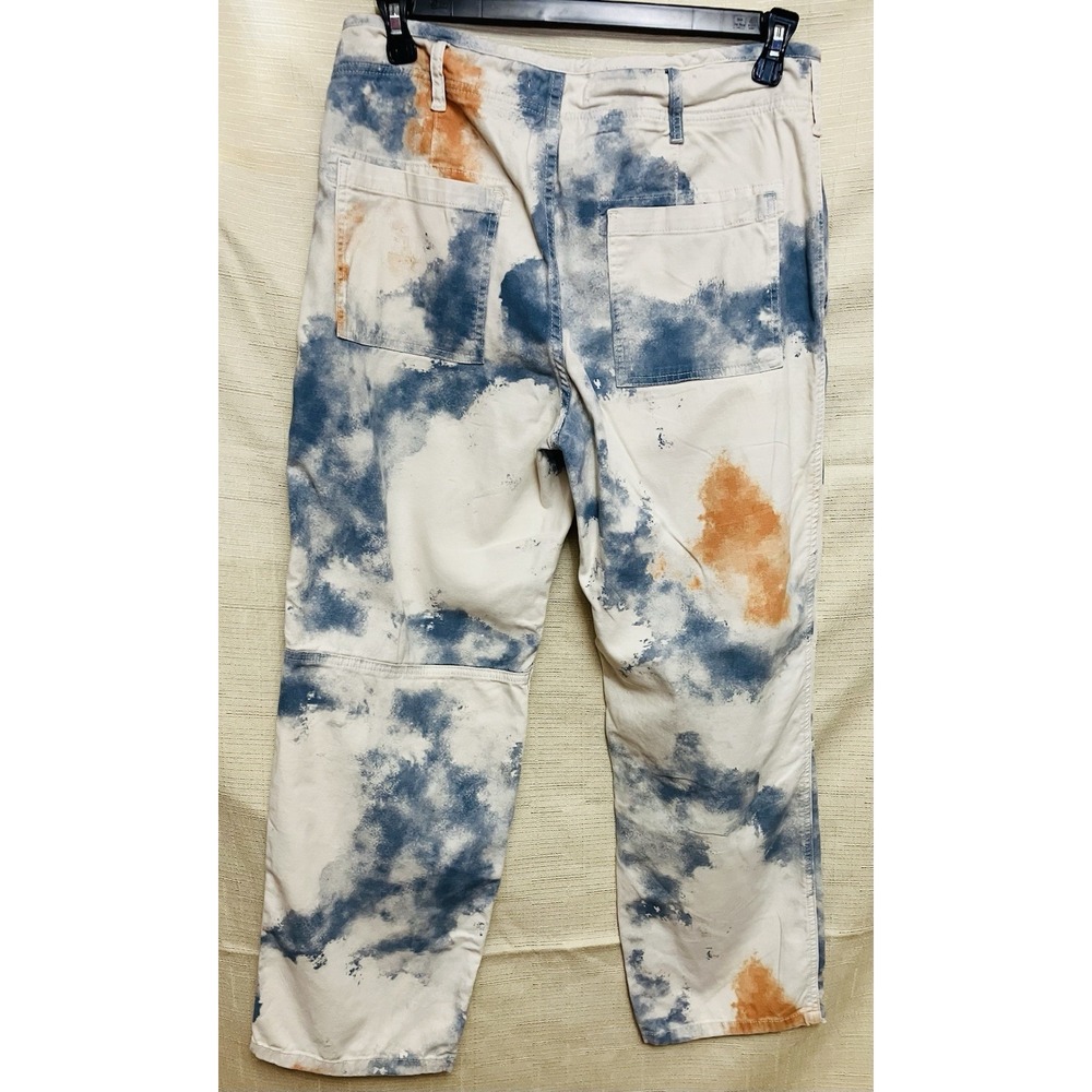 Free People Utility Pants Womens 31 White Blue Orange Excellent Tie Dye Cargo - Picture 3 of 8
